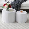 Round Coffee Table Set of 2, Nesting Coffee Tables for MDF with veneer .for living room,office,bedroom,Natural, 4Colors WHITE