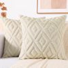 Soft Throw Pillow Covers 18x18 - Plush Wool Decorative Pillow Covers - Couch Sofa Pillow Covers for Living Room - with 3D Pattern - Set of 2 - Cream W
