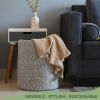 Recycled Cotton Laundry Basket Woven Rope White Gray Melange Blanket Storage Basket Toys Towels Laundry and Living Room Organization 15x15x17.7 inch E