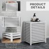 HOMCOM Bamboo Laundry Hamper with Lid, Laundry Basket with Removable Liner Bag, Dirty Clothes Hamper, 19.75 x 14.25 x 23.5 Inches, White