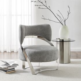 Aura Modern Accent Chair (Color: Gray and Chrome)