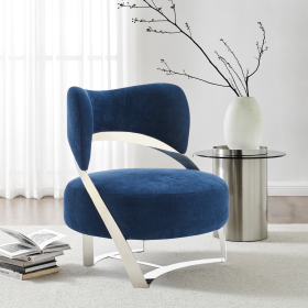 Aura Modern Accent Chair (Color: Blue and Chrome)