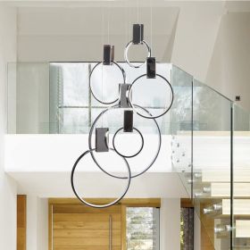 Hong Kong LED Circular Chandelier (Color: Chrome)