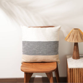Cotton Velvet Printed Cushion - With Filler (Option: WhiteBlue)