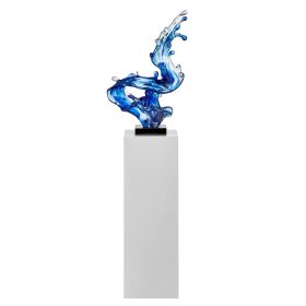 Ocean Blue Cortes Bay Wave Floor Sculpture with Stand, 43" Tall (Color: White)