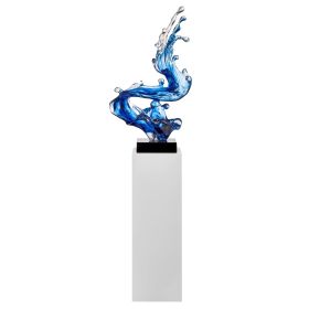 Ocean Blue Cortes Bay Wave Floor Sculpture with Stand, 57" Tall (Color: White)