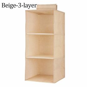 1pc Wardrobe Hanging Storage Bag; Drawer Fabric Closet Storage Organizer Holder (Color: Beige, size: 3-layer)