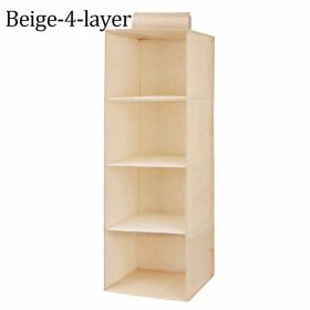 1pc Wardrobe Hanging Storage Bag; Drawer Fabric Closet Storage Organizer Holder (Color: Beige, size: 4-layer)