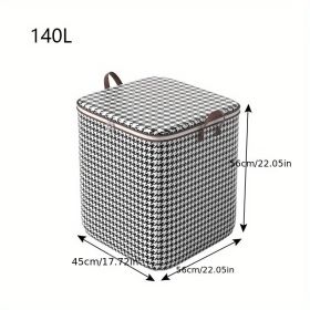 1pc Clothes Storage Bag; Foldable Fabric Storage Bag; Large Capacity Waterproof Moisture-proof Cotton Quilt Storage Bag; Home Organization And Storage (Color: Houndstooth, size: 22.05*17.72*22.05inch)
