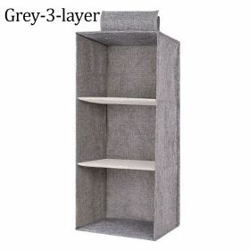 1pc Wardrobe Hanging Storage Bag; Drawer Fabric Closet Storage Organizer Holder (Color: Grey, size: 3-layer)