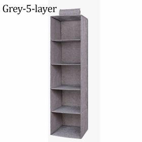 1pc Wardrobe Hanging Storage Bag; Drawer Fabric Closet Storage Organizer Holder (Color: Grey, size: 5-layer)