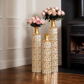 Floor Vases Gold Large Vases - 32/28/24 inch decorative high vases set of 3 for home decor Vintage Large vases representing twigs Twigs dried flowers (Color: as Pic)
