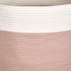 Cotton Round White Brown Laundry and Storage Basket