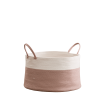 Cotton Round White Brown Laundry and Storage Basket