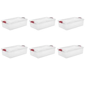 32 Qt. Latch Box Plastic;  Stadium Blue | Infra Red;  Set of 6 (Color: Infra Red)