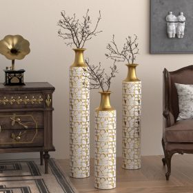 Floor Vases Gold Large Vases - 32/28/24 inch decorative high vases set of 3 for home decor Vintage Large vases representing twigs Twigs dried flo (Color: as Pic)