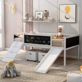 win size Loft Bed Wood Bed with Two Storage Boxes (Color: White)
