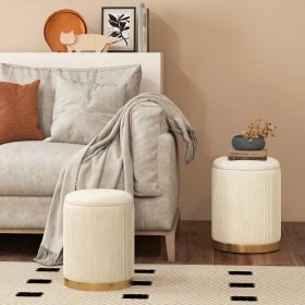 Velvet/Linen Fabric Storage Ottoman Set of 2 (style: A)