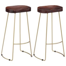 Gavin Bar Stools 2 pcs Solid Mango Wood (Color: Brown)