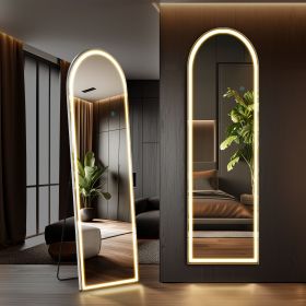 3 Color Lighting Mirror with LED Lights, 60"x16" Lighted Floor Standing Mirror with Stand (Color: as Pic)
