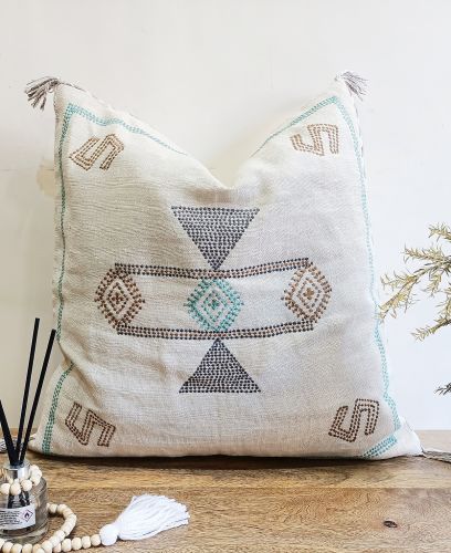 MONDAY Sabra silk inspired pillow cover Embroidered pillow cover 20x20 Pillowcase