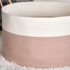 Cotton Round White Brown Laundry and Storage Basket