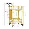 Bar Cart Gold, Home Bar Serving Cart, Beverage Cart with 2 Shelves Wine Rack, Glass Holder, Brake Rolling Kitchen Cart for Bar, Dining Room