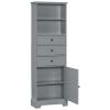 White Tall Storage Cabinet with 3 Drawers and Adjustable Shelves for Bathroom, Study, Office and Interior, MDF Board with Painted Finish