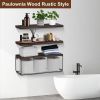 2 In 1 Floating Shelves Wall Mounted with Storage Basket Bathroom Shelves Over Toilet Wooden Shelves for Bedroom Living Room Kitchen Office Wall Decor